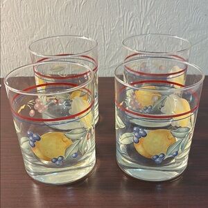 Corelle Fruit Patterned Glass Tumblers - Set of 4